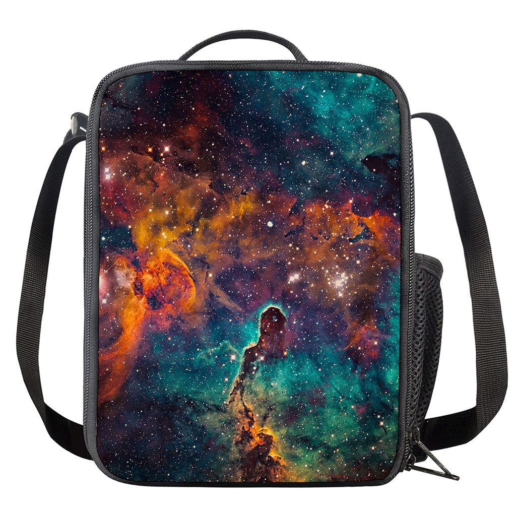Teal Orange Universe Galaxy Space Print Crossbody Lunch Bag