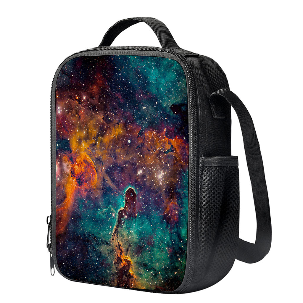 Teal Orange Universe Galaxy Space Print Crossbody Lunch Bag