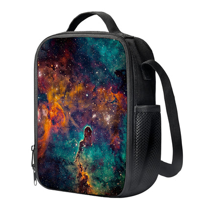 Teal Orange Universe Galaxy Space Print Crossbody Lunch Bag