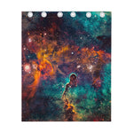 Teal Orange Universe Galaxy Space Print Curtain