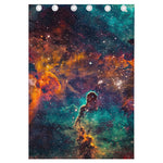 Teal Orange Universe Galaxy Space Print Curtain