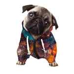 Teal Orange Universe Galaxy Space Print Dog Zip Up Hoodie