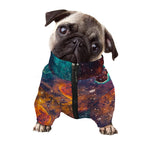 Teal Orange Universe Galaxy Space Print Dog Zip Up Jacket