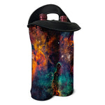 Teal Orange Universe Galaxy Space Print Double Neoprene Wine Tote