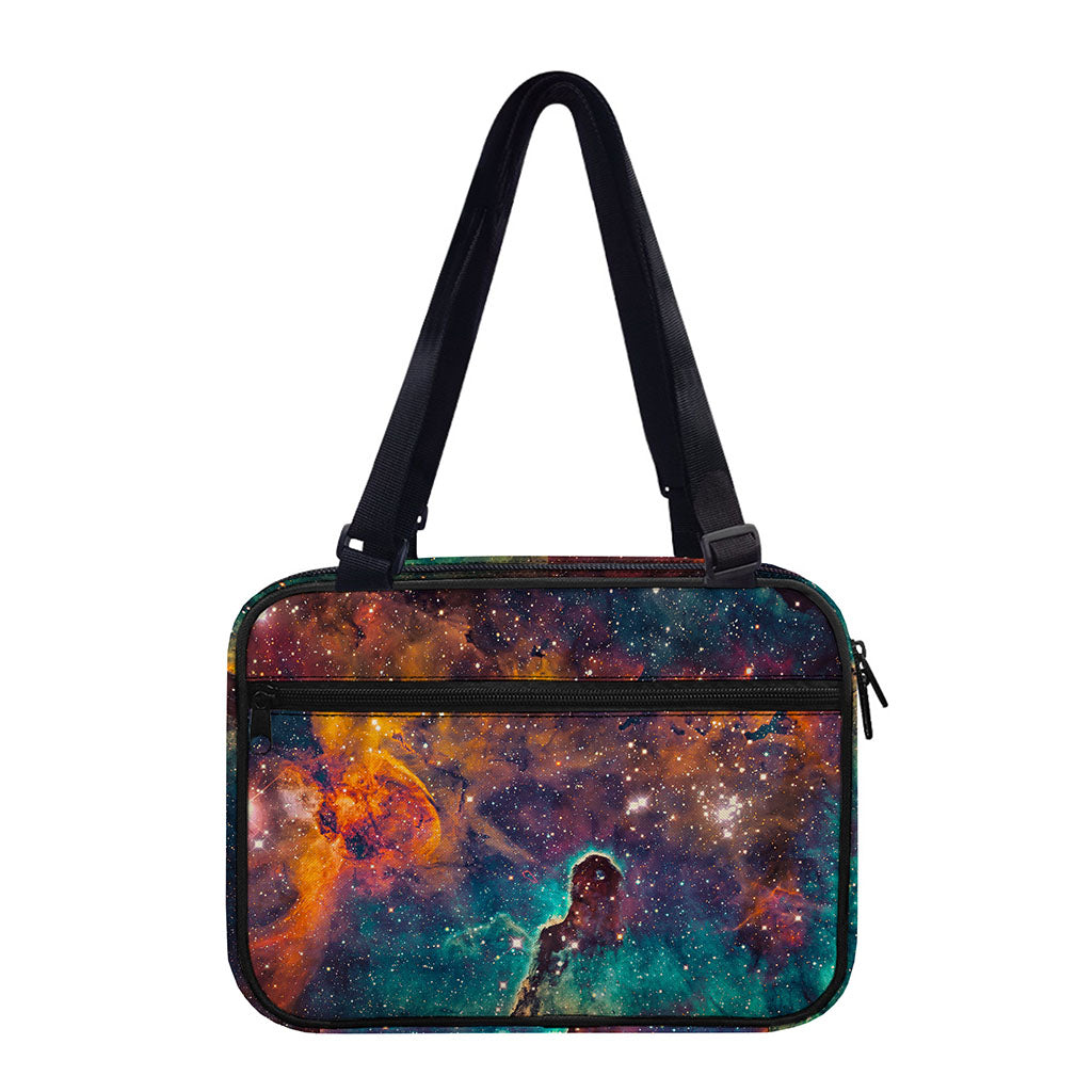Teal Orange Universe Galaxy Space Print Double Strap Bible Bag