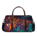 Teal Orange Universe Galaxy Space Print Duffle Bag