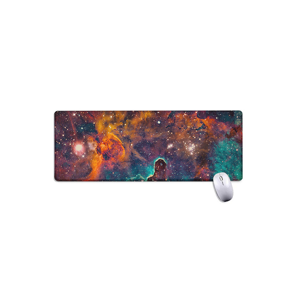 Teal Orange Universe Galaxy Space Print Extended Mouse Pad