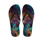 Teal Orange Universe Galaxy Space Print Flip Flops