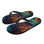 Teal Orange Universe Galaxy Space Print Flip Flops