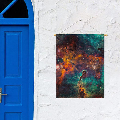 Teal Orange Universe Galaxy Space Print Garden Flag