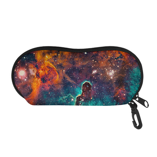 Teal Orange Universe Galaxy Space Print Glasses Case
