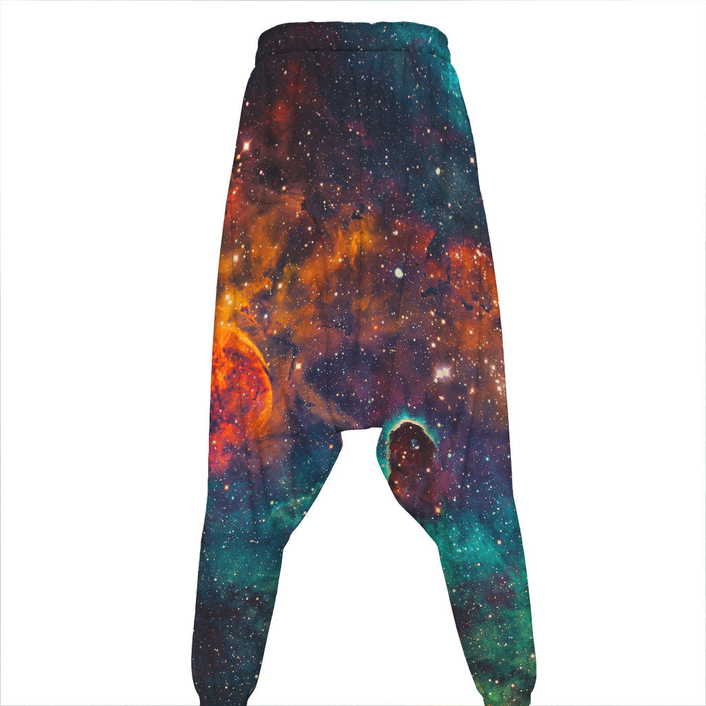 Teal Orange Universe Galaxy Space Print Hammer Pants