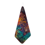 Teal Orange Universe Galaxy Space Print Hand Towel