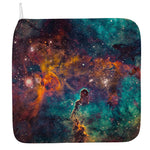 Teal Orange Universe Galaxy Space Print Hand Towel