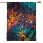 Teal Orange Universe Galaxy Space Print House Flag