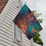 Teal Orange Universe Galaxy Space Print House Flag