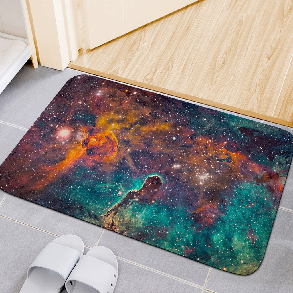 Teal Orange Universe Galaxy Space Print Indoor Door Mat