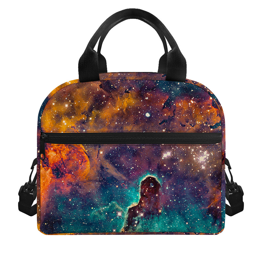 Teal Orange Universe Galaxy Space Print Insulated Lunch Bag