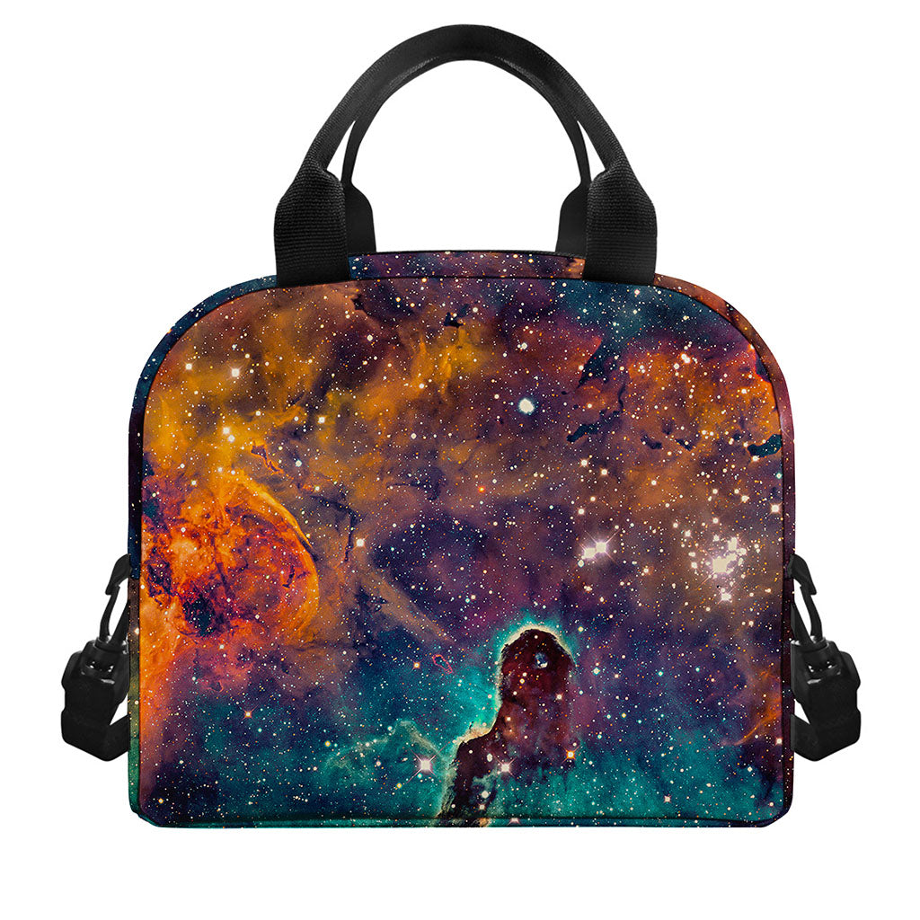Teal Orange Universe Galaxy Space Print Insulated Lunch Bag