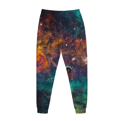 Teal Orange Universe Galaxy Space Print Jogger Pants