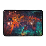 Teal Orange Universe Galaxy Space Print Kitchen Mat