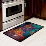 Teal Orange Universe Galaxy Space Print Kitchen Mat