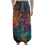 Teal Orange Universe Galaxy Space Print Lantern Pants