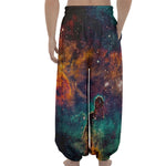 Teal Orange Universe Galaxy Space Print Lantern Pants