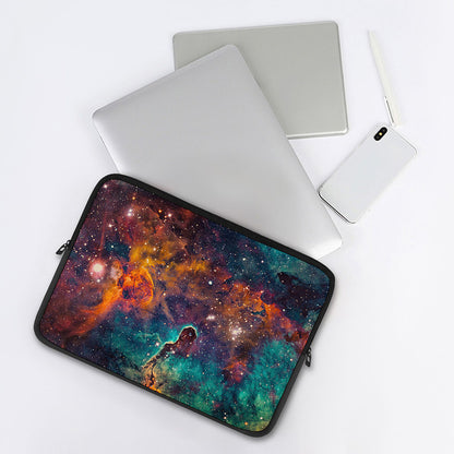 Teal Orange Universe Galaxy Space Print Laptop Sleeve