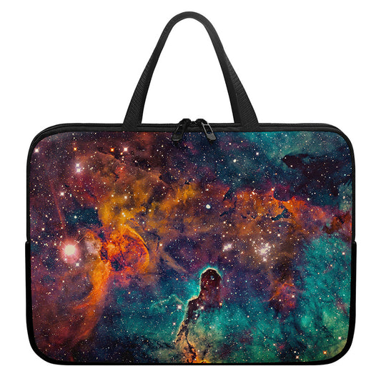 Teal Orange Universe Galaxy Space Print Laptop Sleeve With Handle