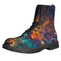 Teal Orange Universe Galaxy Space Print Lace-Up Boots