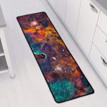 Teal Orange Universe Galaxy Space Print Long Kitchen Mat