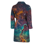 Teal Orange Universe Galaxy Space Print Men's Bathrobe