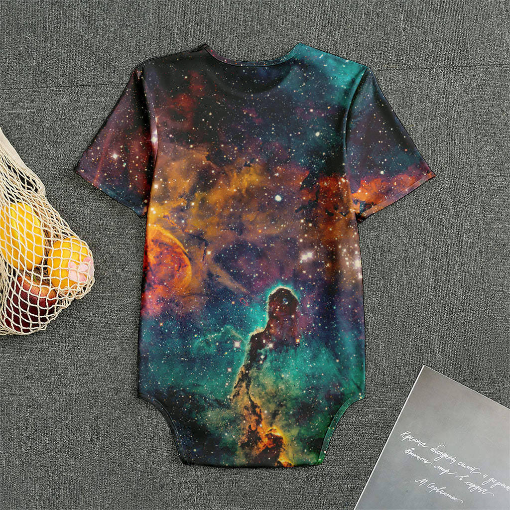 Teal Orange Universe Galaxy Space Print Men's Bodysuit