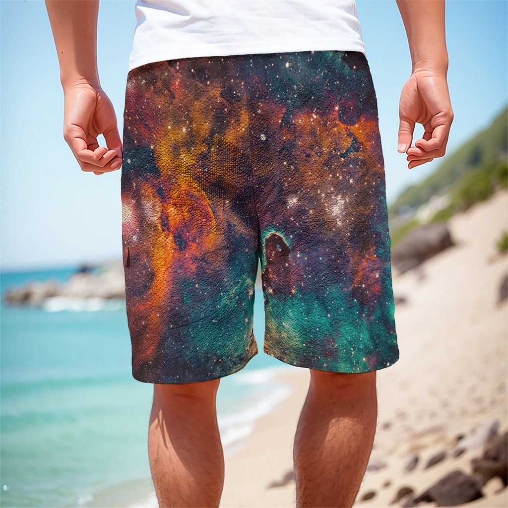 Teal Orange Universe Galaxy Space Print Men's Cargo Shorts