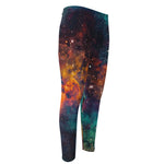 Teal Orange Universe Galaxy Space Print Men's Compression Pants