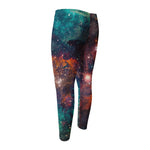 Teal Orange Universe Galaxy Space Print Men's Compression Pants