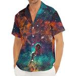Teal Orange Universe Galaxy Space Print Men's Deep V-Neck Shirt