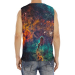 Teal Orange Universe Galaxy Space Print Men's Fitness Tank Top