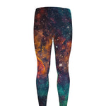 Teal Orange Universe Galaxy Space Print Men's leggings