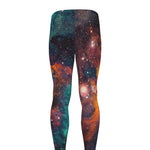 Teal Orange Universe Galaxy Space Print Men's leggings
