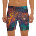 Teal Orange Universe Galaxy Space Print Men's Long Boxer Briefs