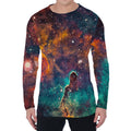 Teal Orange Universe Galaxy Space Print Men's Long Sleeve T-Shirt