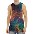 Teal Orange Universe Galaxy Space Print Men's Muscle Tank Top