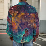 Teal Orange Universe Galaxy Space Print Men's Shirt Jacket
