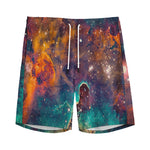 Teal Orange Universe Galaxy Space Print Men's Sports Shorts