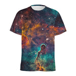 Teal Orange Universe Galaxy Space Print Men's Sports T-Shirt