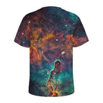 Teal Orange Universe Galaxy Space Print Men's Sports T-Shirt