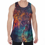 Teal Orange Universe Galaxy Space Print Men's Velvet Tank Top