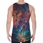 Teal Orange Universe Galaxy Space Print Men's Velvet Tank Top